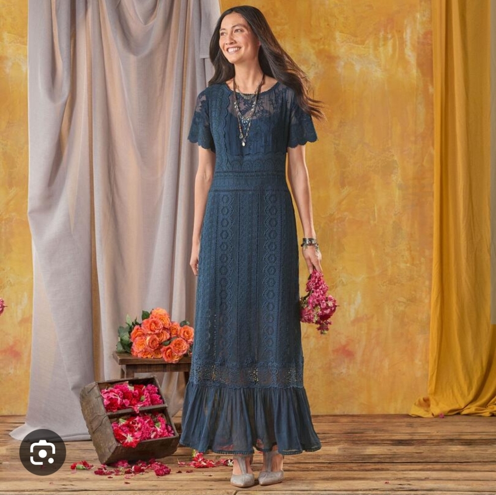 Sundance *with flaws* Smoke and Lace Maxi Dress Navy size 6